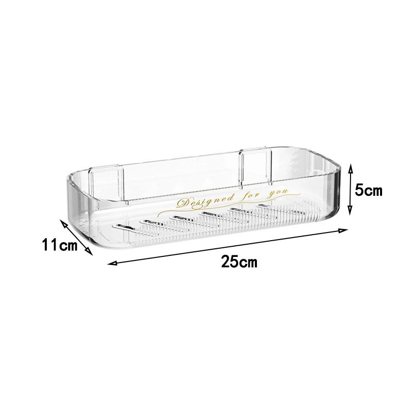Wall Mounted Shower Shampoo Racks Bathroom Shelf Organizer Non-Drilling Removable Transparent Pet Material Bathroom Storage Rack 2