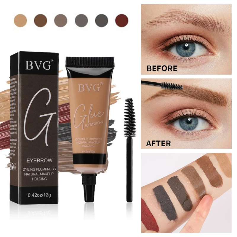 Eyelash Eyebrow Dye Tint Set 6Colors Eyebrows Cream Black Brown Coffee Red Waterproof Brow Enhancers Dye Gel Mascara Makeup Tool