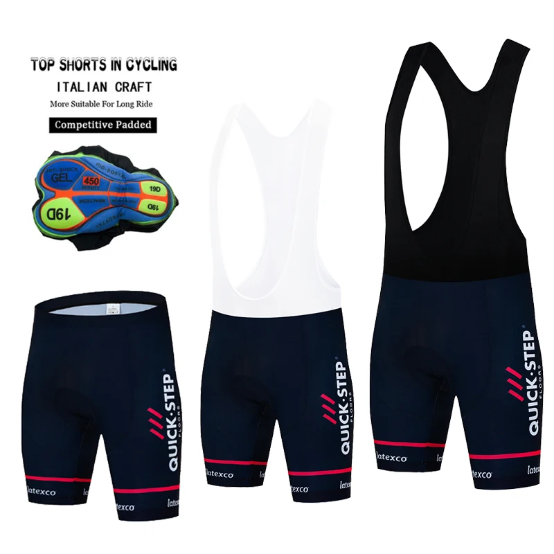 QUICK STEP Cycling Shorts Lycra Bike Tights 19D Gel Padded Pro Bicycle Shorts Breathable Man MTB Summer Bib Quick Dry