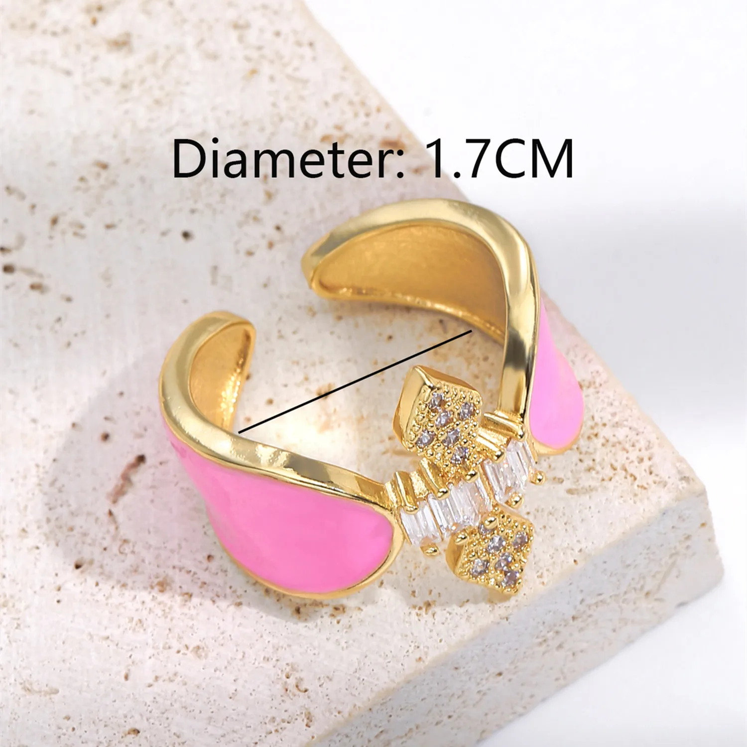 2021 INS Color Rainbow Fashion Rings For Women Finger Jewelry Clear CZ Colorful Neon Enamel Open Adjusted Dome Ring