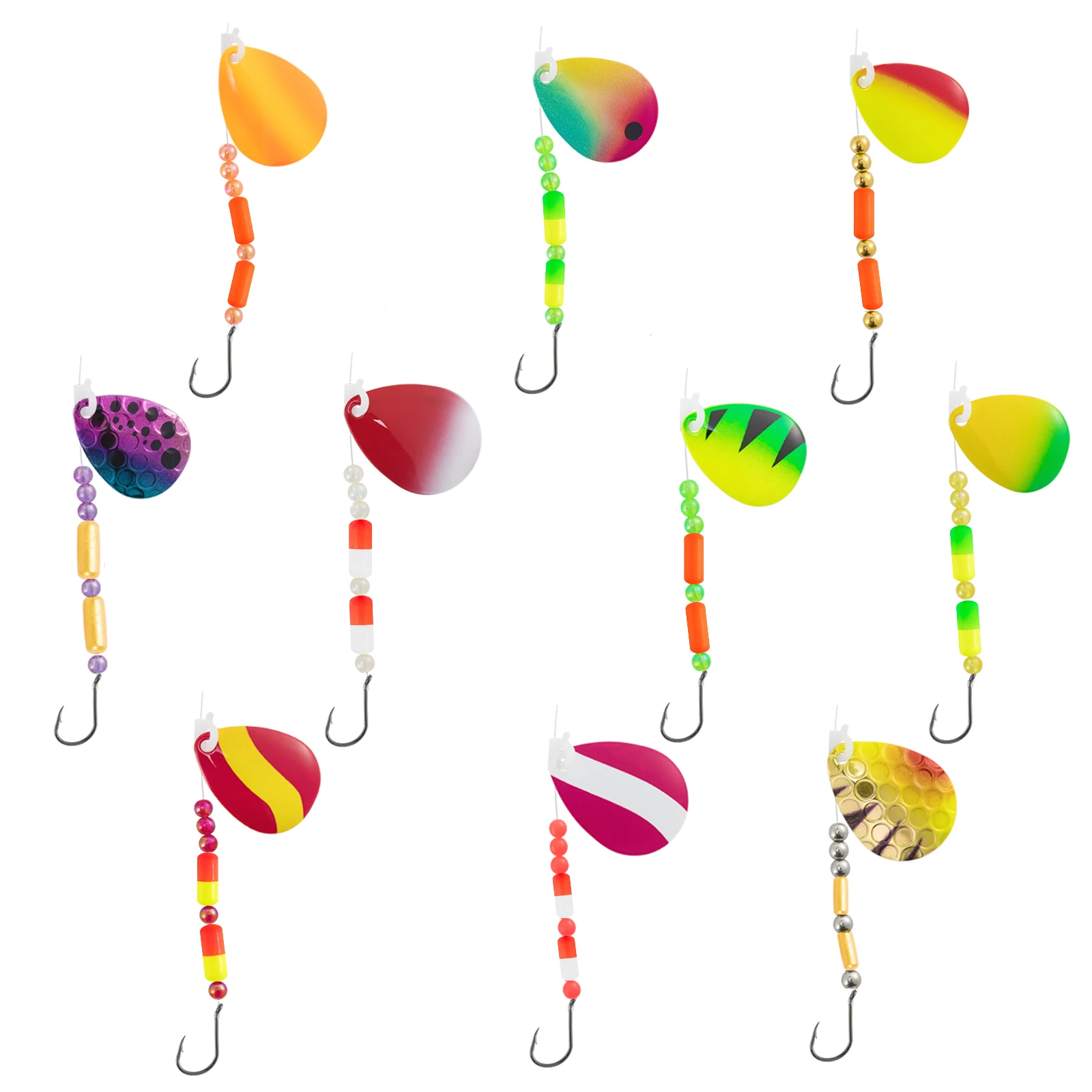 10PackWalleyeSpinnerRig119cm15LBMonoWalleyeFloatRigCrawler