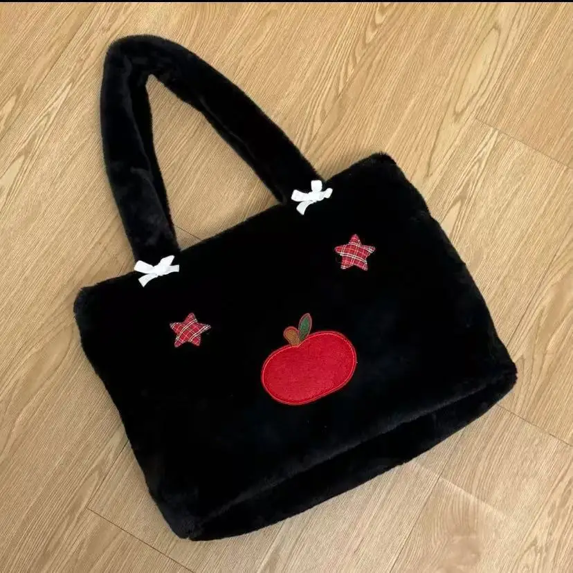 JIAERDI Harajuku White Itabag Purse Women Japanese Transparent Furry Large Capacity Handbag Female Anime Shoulder Pain Bags 2025