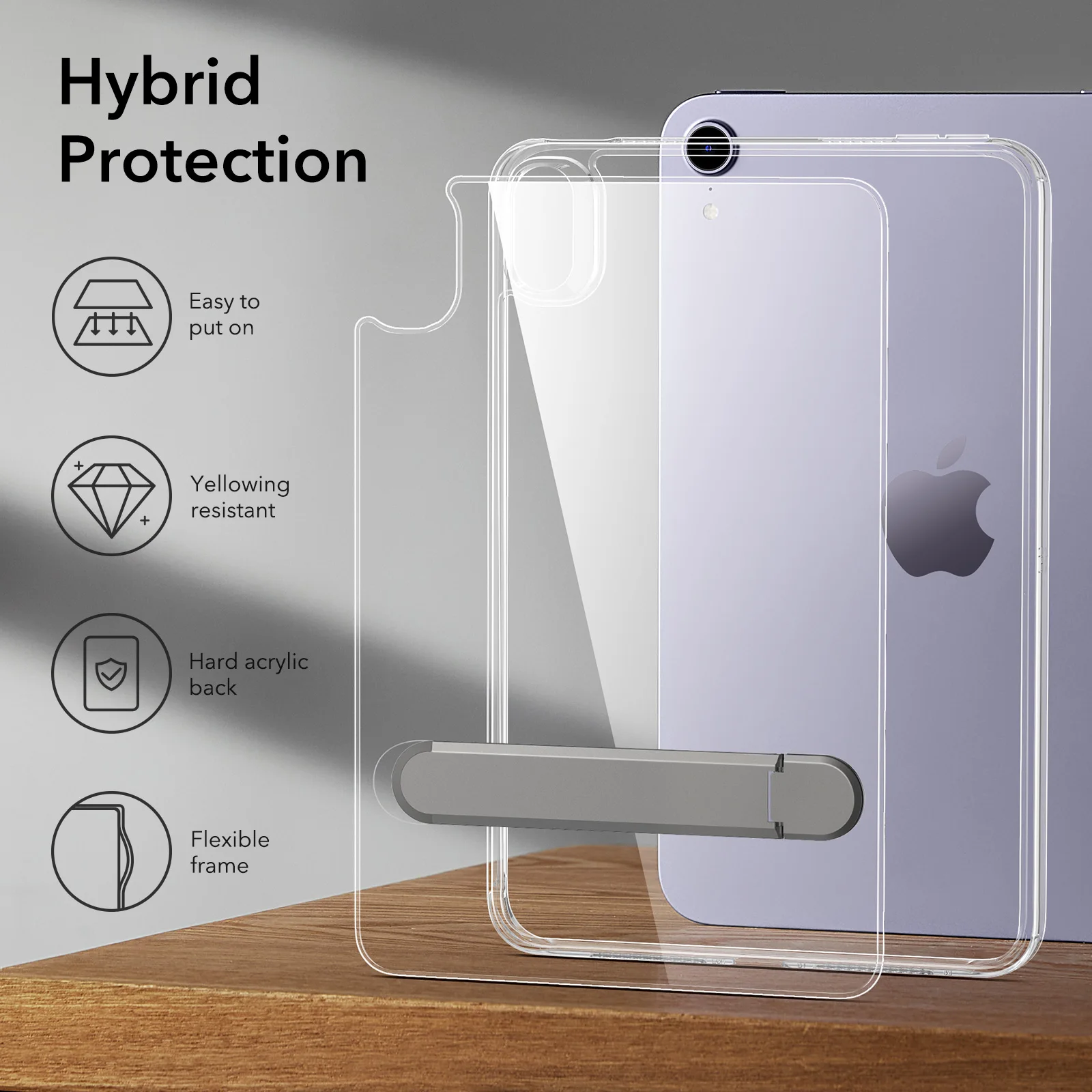 esr coque de protection arrière pour ipad mini étui de protection hybride transparent avec support crayon