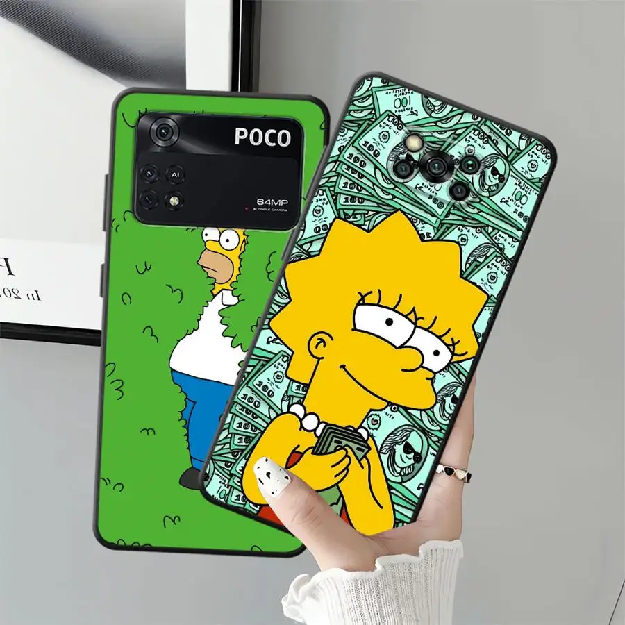 Black Soft Phone Cover Case with Funny Homer Simpson Design