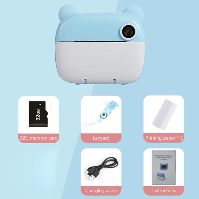 Cámara Digital de impresión instantánea para niños, cámara de impresión térmica, cámara de fotos instantánea, juguetes de Video + tarjeta de memoria de 32G - Image 6