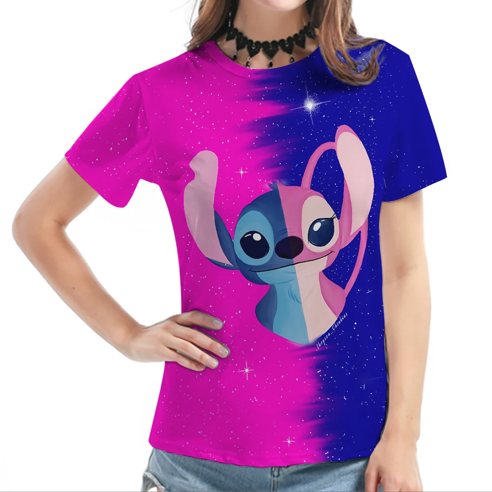 

Summer Disney T-Shirts Lilo and Stitch Cartoon Anime 3D Print Streetwear Men Women Fashion Oversized T Shirt Kids Tees Tops 2023