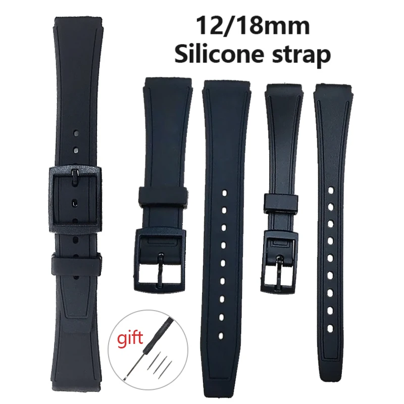 Cinturino Per Orologio In Silicone Per Casio F91W F84 F105/108 A158/A168 Ae1200/1300 12/18Mm Accessori Per Cinturino In Gomma Impermeabile