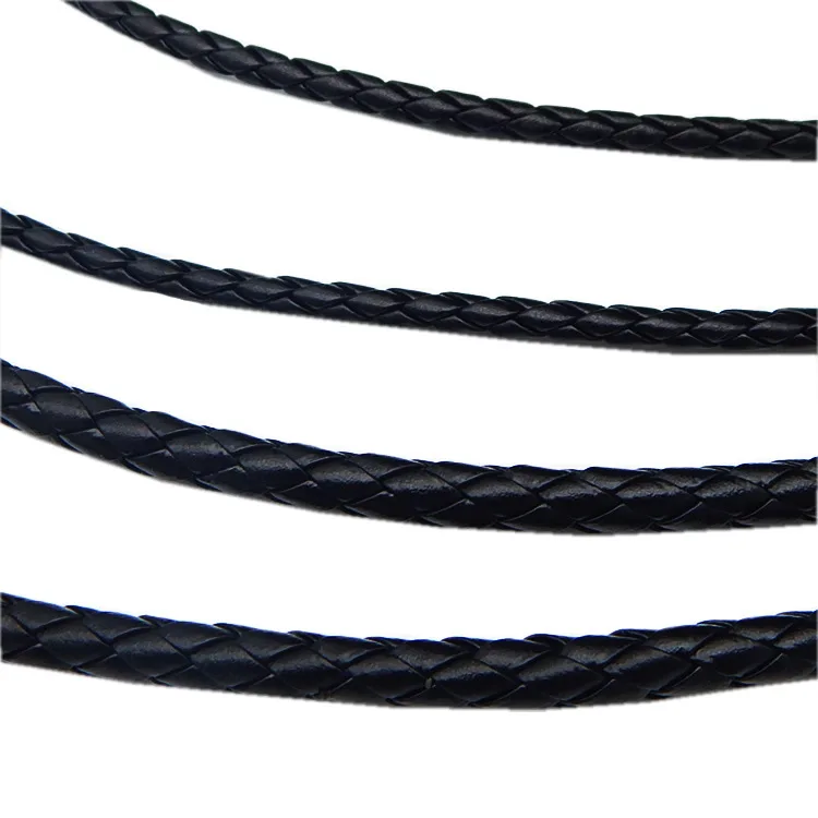 5m Black Round Braided Genuine Real Leather Cord Rope String Lace for DIY Necklaces Chain Bracelets Pendent Jewelry Craft Making