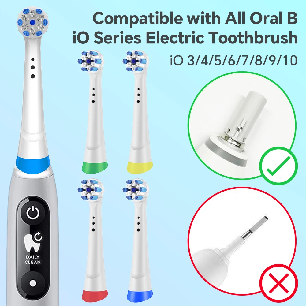 Replacement Brush Heads with Toothbrush Head Dustproof Cover, Compatible with Oral B iO 2/3/4/5/6/7/8/9/10 Electric Toothbrushes