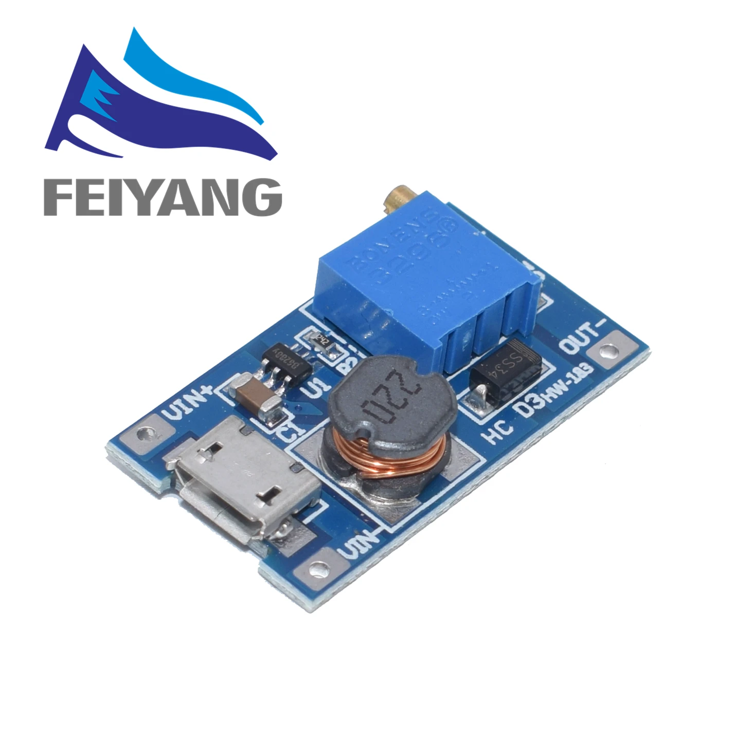 SAMIROB 5PCS MT3608 2A Max DC-DC Step Up Power Modul Booster Power Modul 3-5V zu 5V/9V/12V/24V Einstellbare Booster Für Arduino – Detail 8