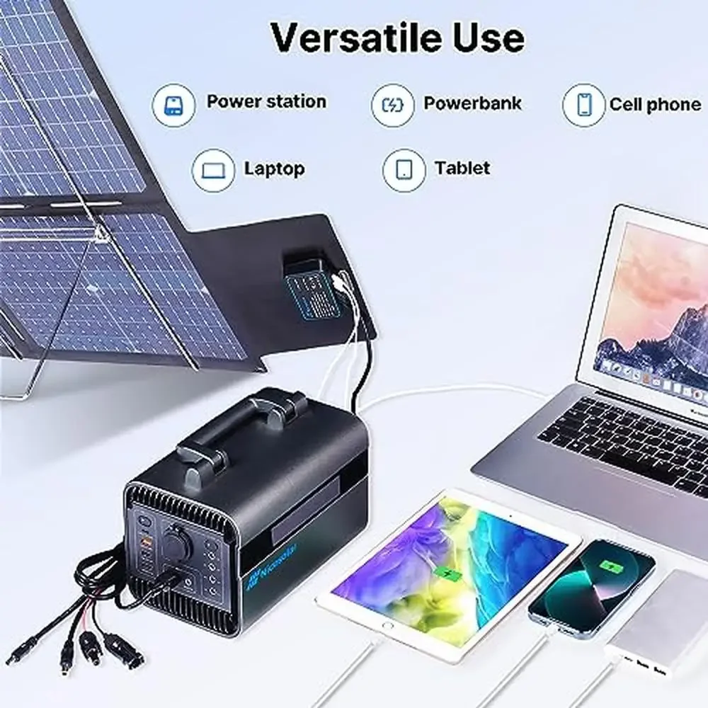 Portable Solar Panel Charger 200W Bifacial Foldable Solar Generator USB A&C PD 65W Laptop Travel Kit Power StationPV Connector