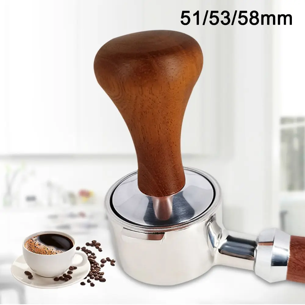 51mm/53mm/58mm Espresso Coffee Tamper Wood Handle Powder Hammer