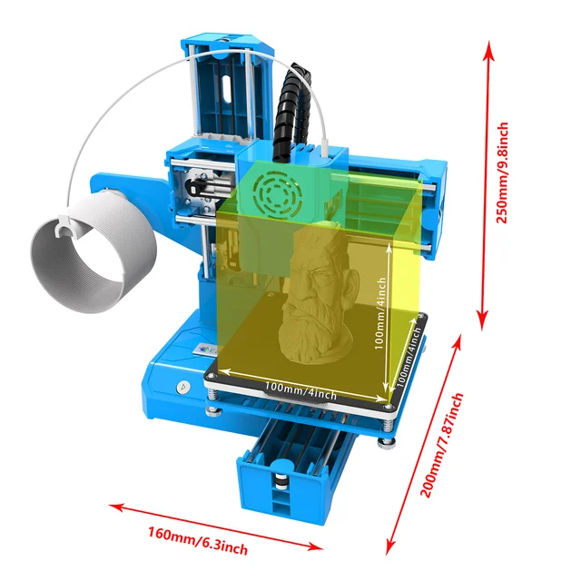 EasyThreed 3D Printer K9 Mini Desktop Children 3D Printer 100*100*100mm Print Mute Printing with TF Card PLA Sample Filament 2