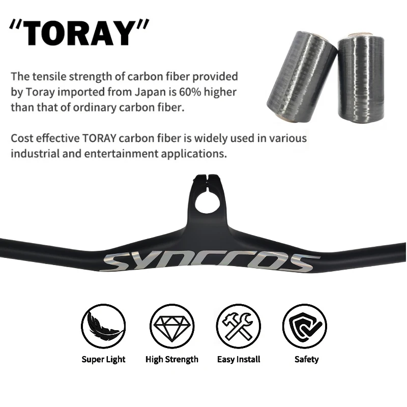 Bicycle Accessories Bicycle Handlebar SYNCROS FRASER IC SL-17 Degree MTB/Mountain Carbon Fiber Integrated with Mount Stand
