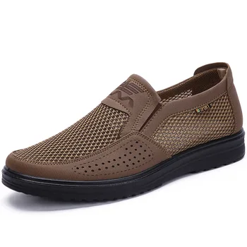 38-48 Summer Style Mesh Flats For Men Loafer  Casual High-End Very Comfortable Dad Shoes