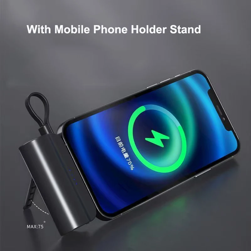 Mini Capsule Power Bank 5000 MAh With Cable Plug For IPhone Type C Powerbank External Battery Charger For Samsung Huawei Xiaomi_voghion.com