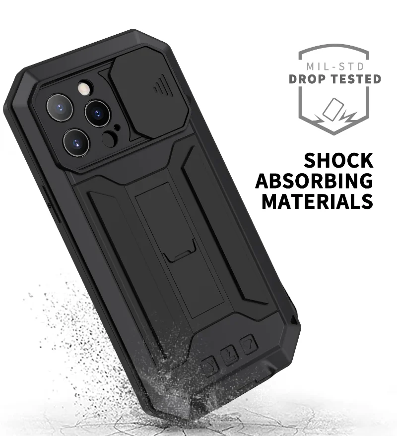 Luxury Camera Protection Case For iPhone 15 14 Pro Max 14 Plus 13 Pro Max 13 Mini Case With Tempered Glass Metal Back Cover