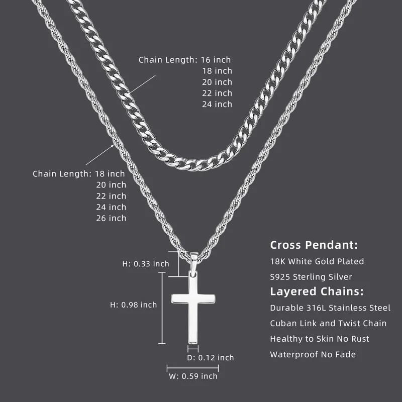Sterling Cross Double Layered Necklace 3