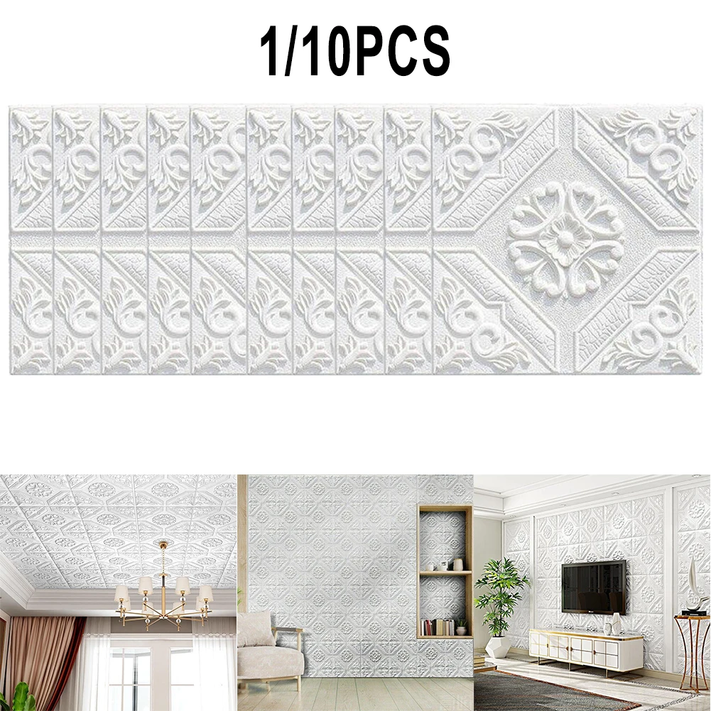 1/10pcs 3D Wall Stickers Self-adhesive-Wallpaper Anti-collision Sticker Waterproof Foam Brick Tile Sticker For Living Room-Decor