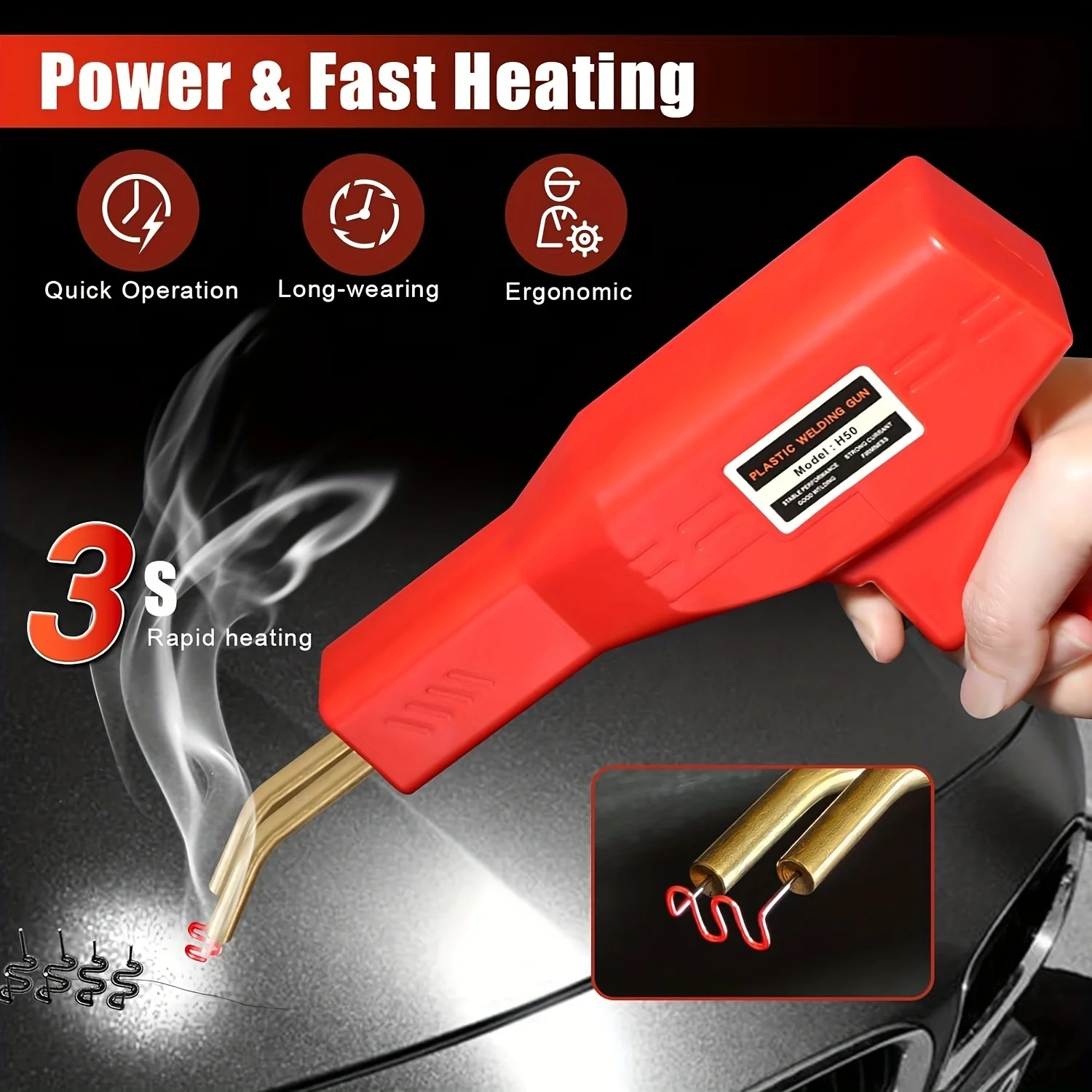 Upgraded Plastic Welder With 1000Pcs Staples: Fast Heating, Quick Operation, And Long-Lasting Performance-Ideal For Car
