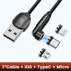Universal 540° Rotating Magnetic Fast Charging Cable - 1m (3in1 Cable)
