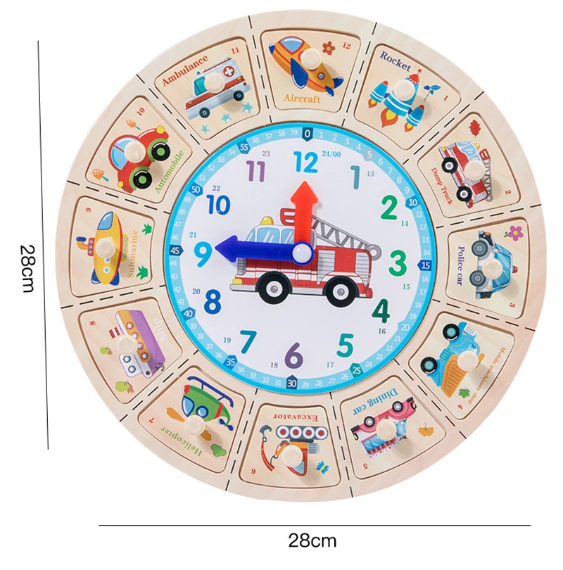 Montessori Wooden Clock Toys for Kids Color Shape Matching Puzzle Hand Grab Board Time Teaching Clock Children Educational Toys 6