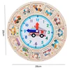 Montessori Wooden Clock Toys for Kids Color Shape Matching Puzzle Hand Grab Board Time Teaching Clock Children Educational Toys 6