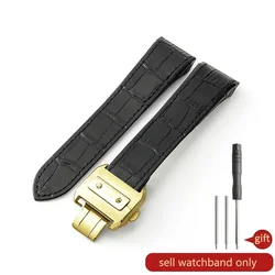 Premium Brown & Black Cowhide Sweatproof Breathable Watchband - 23mm (Black - Golden - Z8)