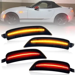 For Mazda MX-5 MX5 Miata 2016-2023 Clear & Smoked Lens LED Side Marker Lamp Amber Front Red Rear Side Fender Reflector Lights