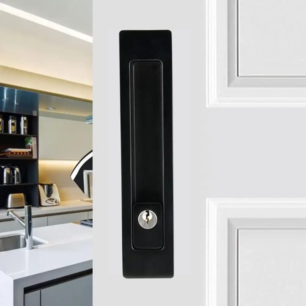 LWZH Sliding Door Lock Interior Wooden Pocket Alloy Steel Door Lock Latch Invisible Indoor Single Side Key