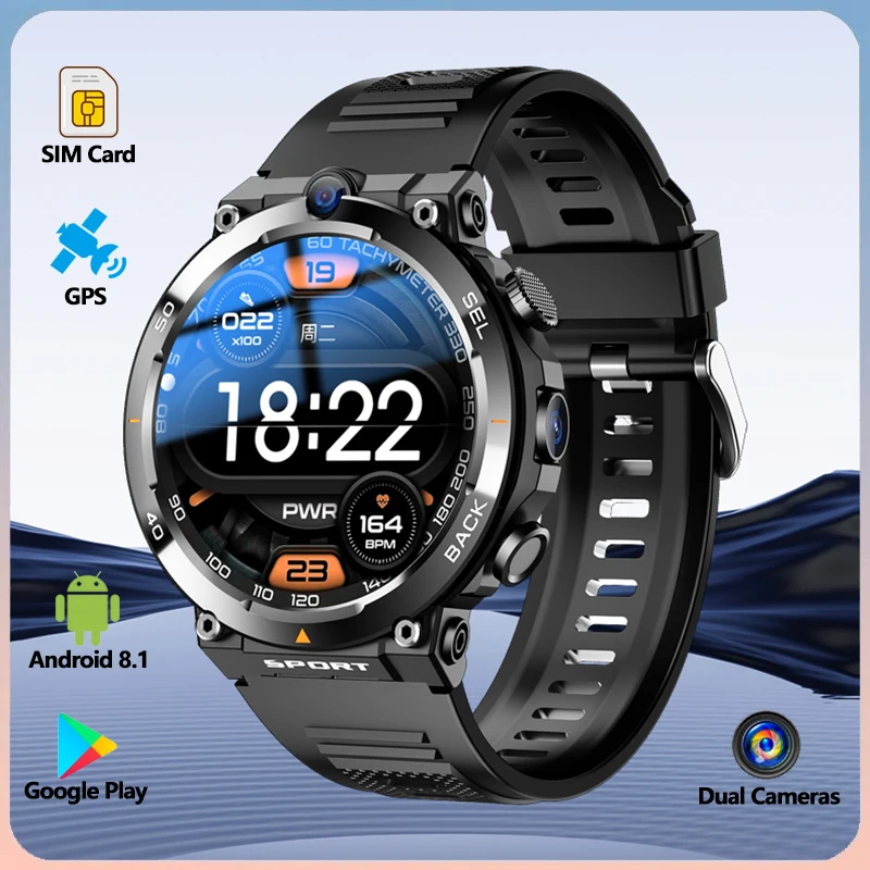 4G Network Sim Card Dual Camera Gps Smart Watch 1.39 Pollici Wifi Nfc Rugged 64G-Rom Google Play Ip67 Android Uomo Donna Smartwatch