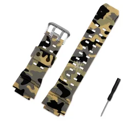 Camouflage Resin Rubber TPU Sport Watch Band Bracelet for Men - Waterproof and Durable (Camou grass green)