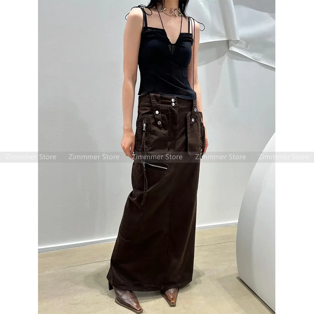 

Niche chic 2024 spring and summer new coolsa heavy embroidery long workwear split straight half skirt