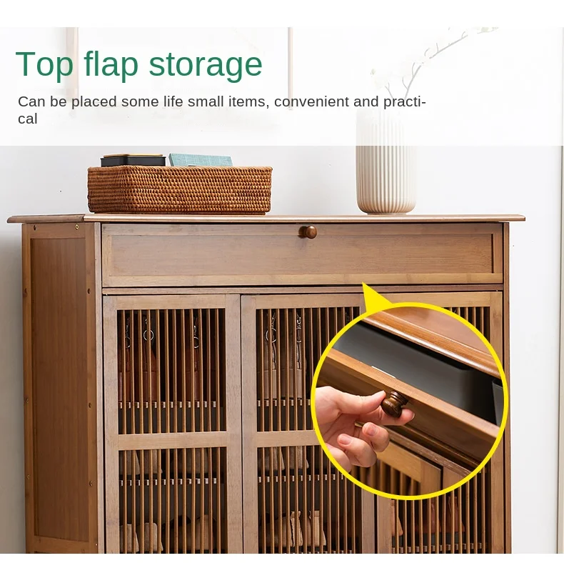 Bamboo Multi-Layer Shoe Cabinet for Entryway 4