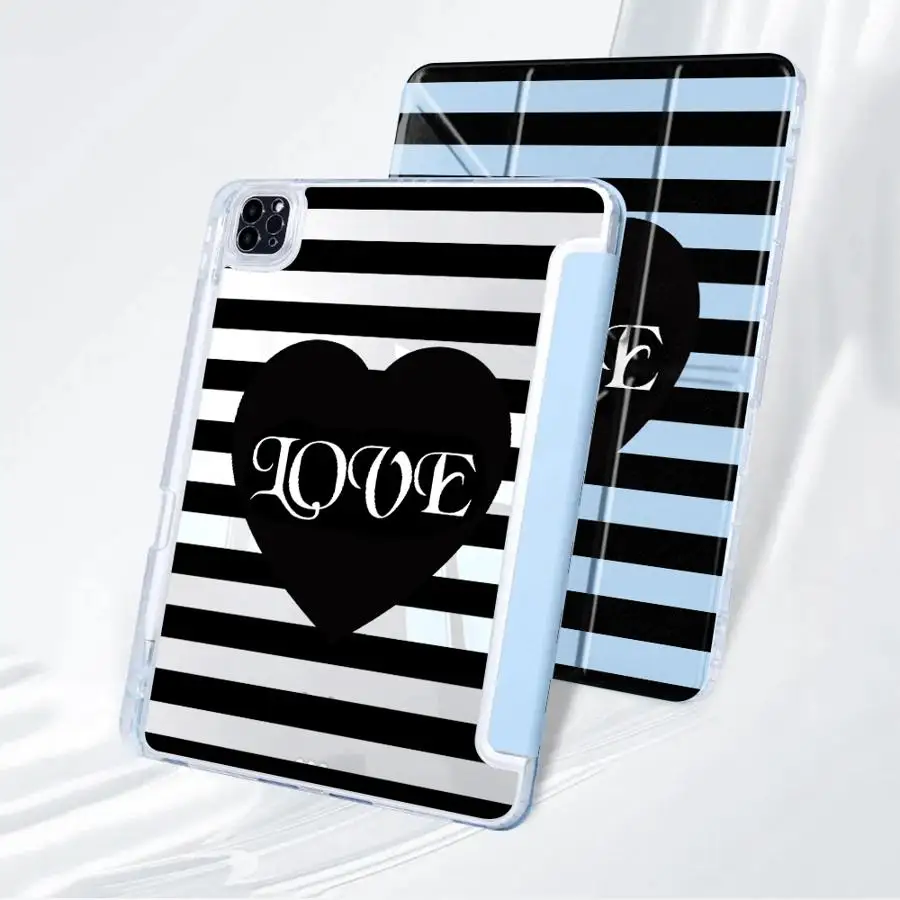 Elegant Black Stripes Tablet Case with Y-Fold Design