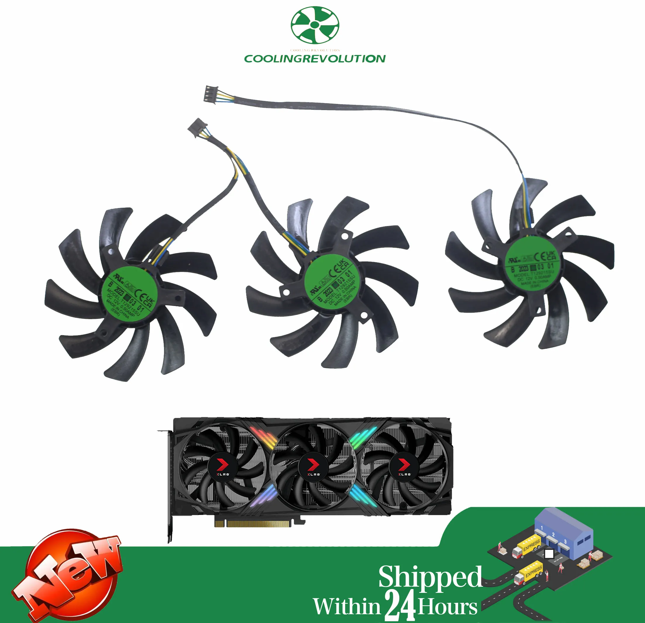 Ventilador de Placa Gráfica T129215su Overlocked Triplo Cooler para Pny Geforce Rtx 4070 4060 ti Xlr8 Gaming Verto Epic-x Rgb dc 12v 0.50amp 87 mm - Imagem 2