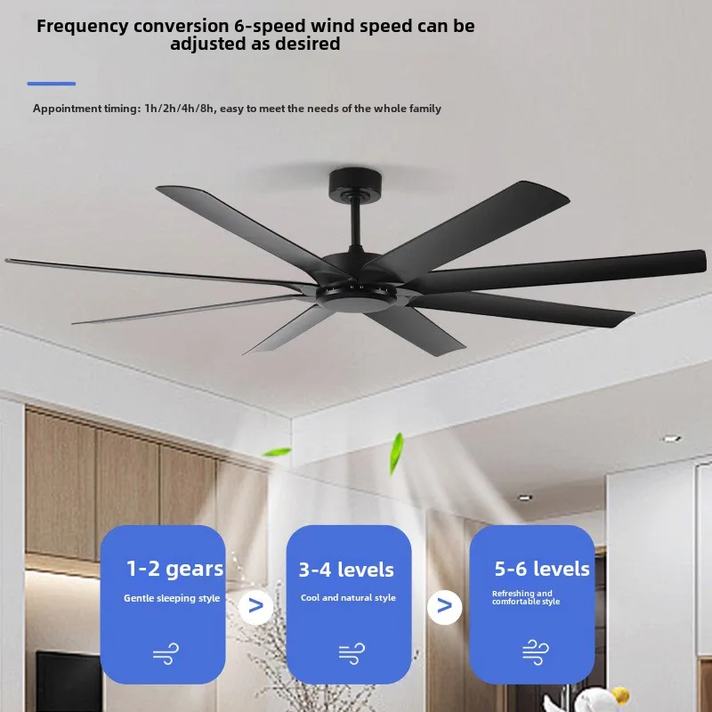 72 Inch Ceiling Fan Large Black Ceiling Fan with LED Light Remote Quiet DC Motor 6 Speeds for Patio Garage Shop