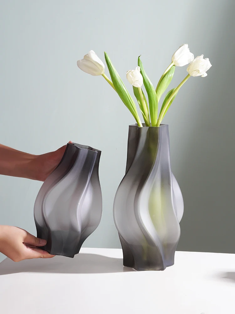 الفاخرة الشمال الحد الأدنى نمط صقيع الزجاج زهرية الكلاسيكية غرفة المعيشة المنزلي الديكور الوقوف للزهور فازات للديكور الحديثة