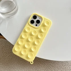 Creative Suction Cup Phone Case - Cute and Funny Soft Silicone Back Cover - iPhone 14 (Yellow)