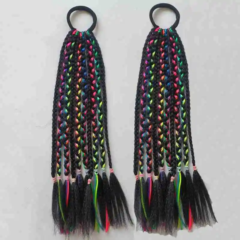Synthetic Lovely Girls Braided Wigs Ponytail Extension Rubber Bands Hair Bands Headwear Kids Hair Accessories Hair Ornament