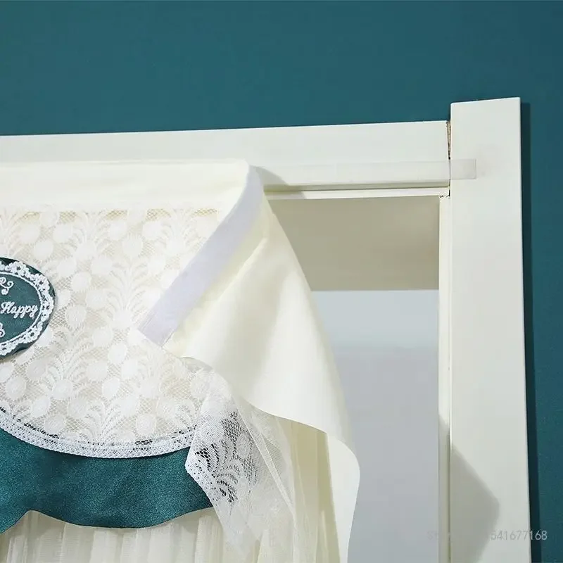 Punch-Free Mosquito Screen Door Curtain, Breathable Bedroom Partition Curtain, Double Layer Opaque Yarn Lace Door Curtain, 1Pc