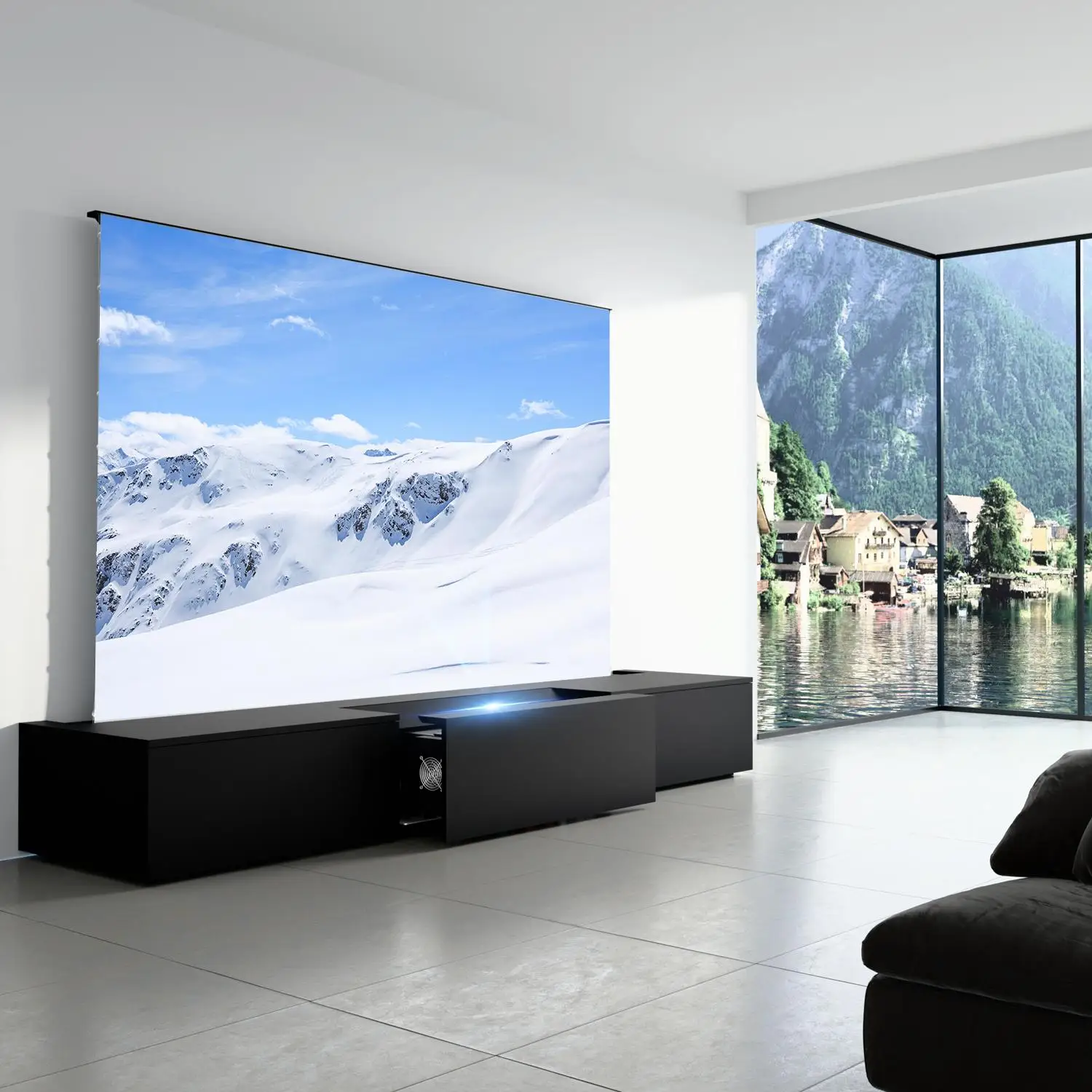 Soporte para * de Ratán * Gabinetes y 2 Cajones, Mesa Consola * en el Ratán  para TV * 80'' * de Entretenimiento con Luz, image size:1500x1500