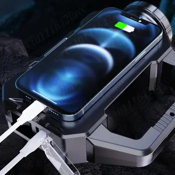 Solar Camping Lantern Led Flashlight Outdoor Camping Searchlight Type-C Rechargeable Handheld Spotlight Torch COB Hiking Fishing 5