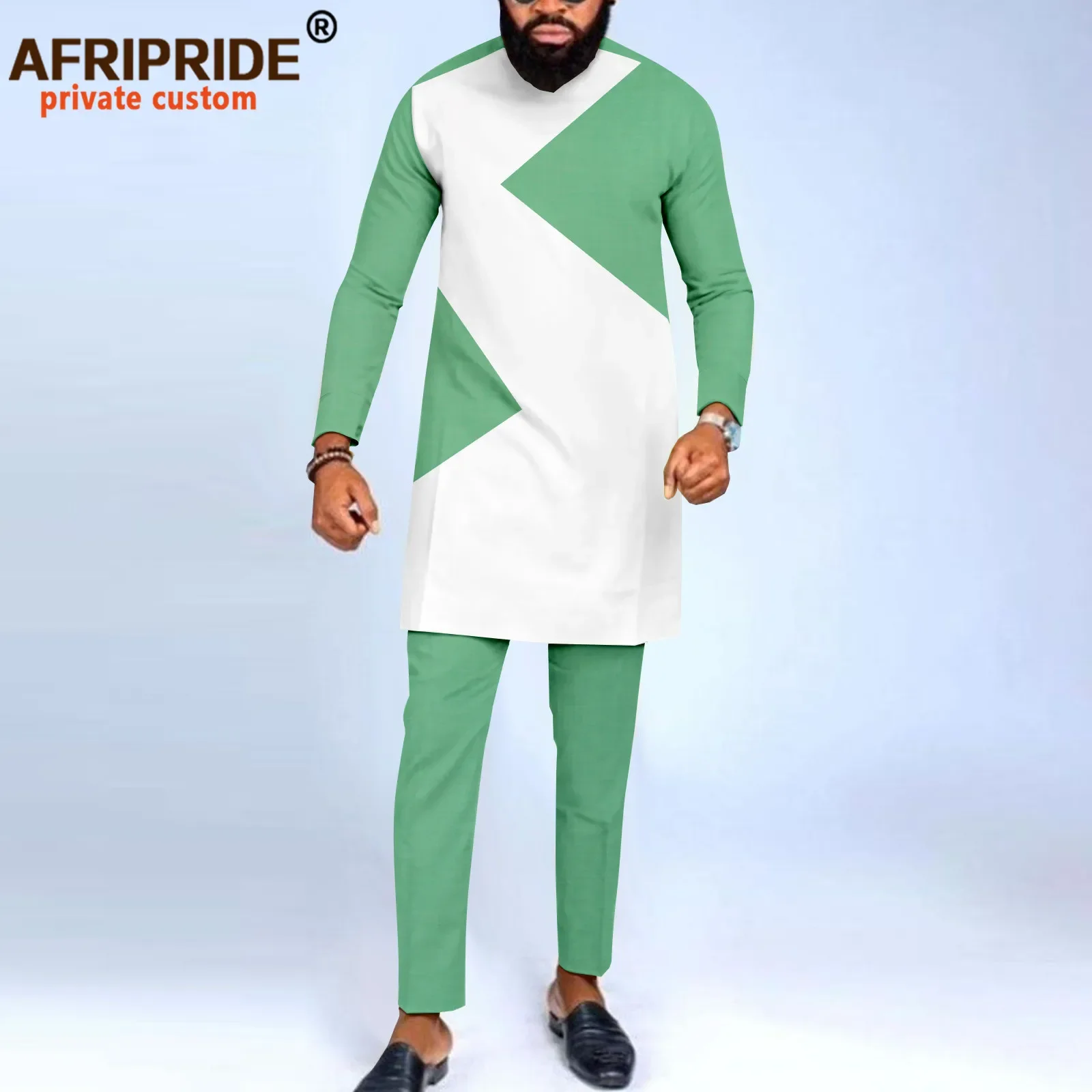 Dashiki Men African Clothes Plus Size Shirts and Pants 2 Piece Set Ankara Tops Tribal Outfits Traditional Wear A2216072