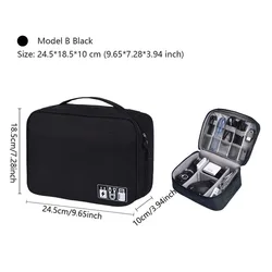 Portable Waterproof Digital Accessories Organizer and Travel Cable Bag (B Black)