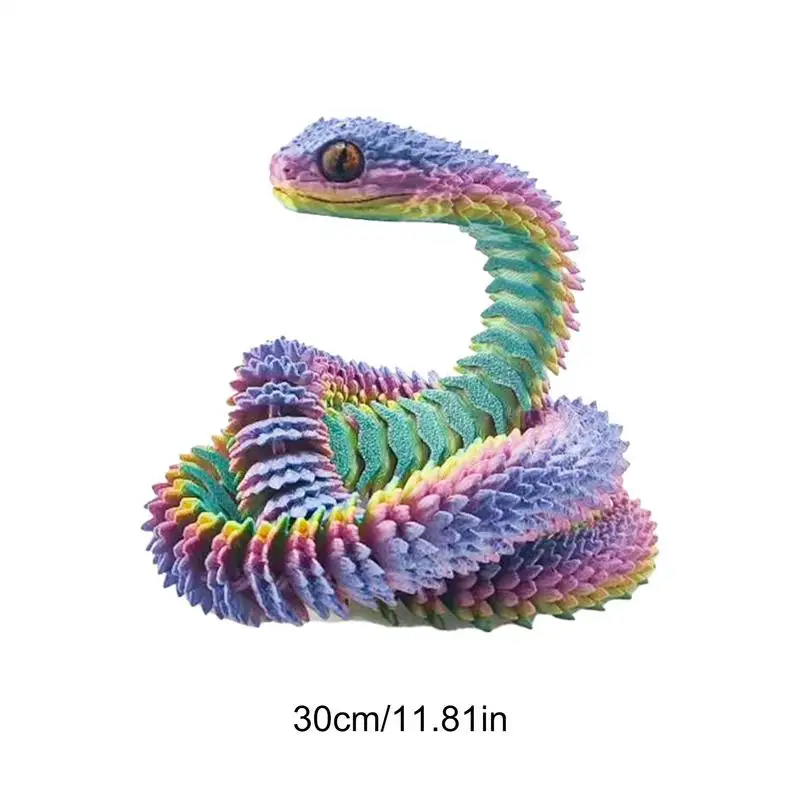 3D Printed Snake Desktop Articulated Snake Collectibles Creative Snake Model Sensory Toys Desktop Ornament For Boys Kid Gifts