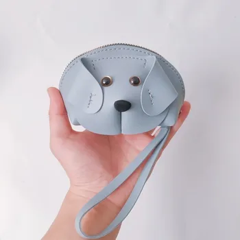 Portamonete in Pelle PU Mini, Stile Busta Rossa, con Cerniera, Design a Forma di Cane, Portamonete con Chiusura a Zip