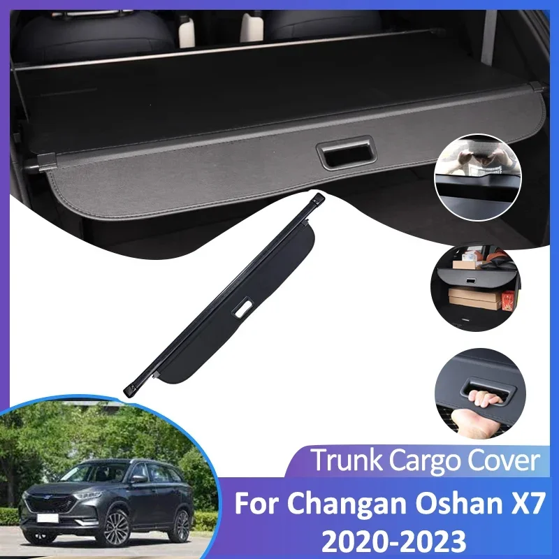 

For Changan Oshan X7 2020 2021 2022 2023 Auto Rear Trunk Cargo Cover Retractable Luggage Curtain Car Accessories Shield Shade