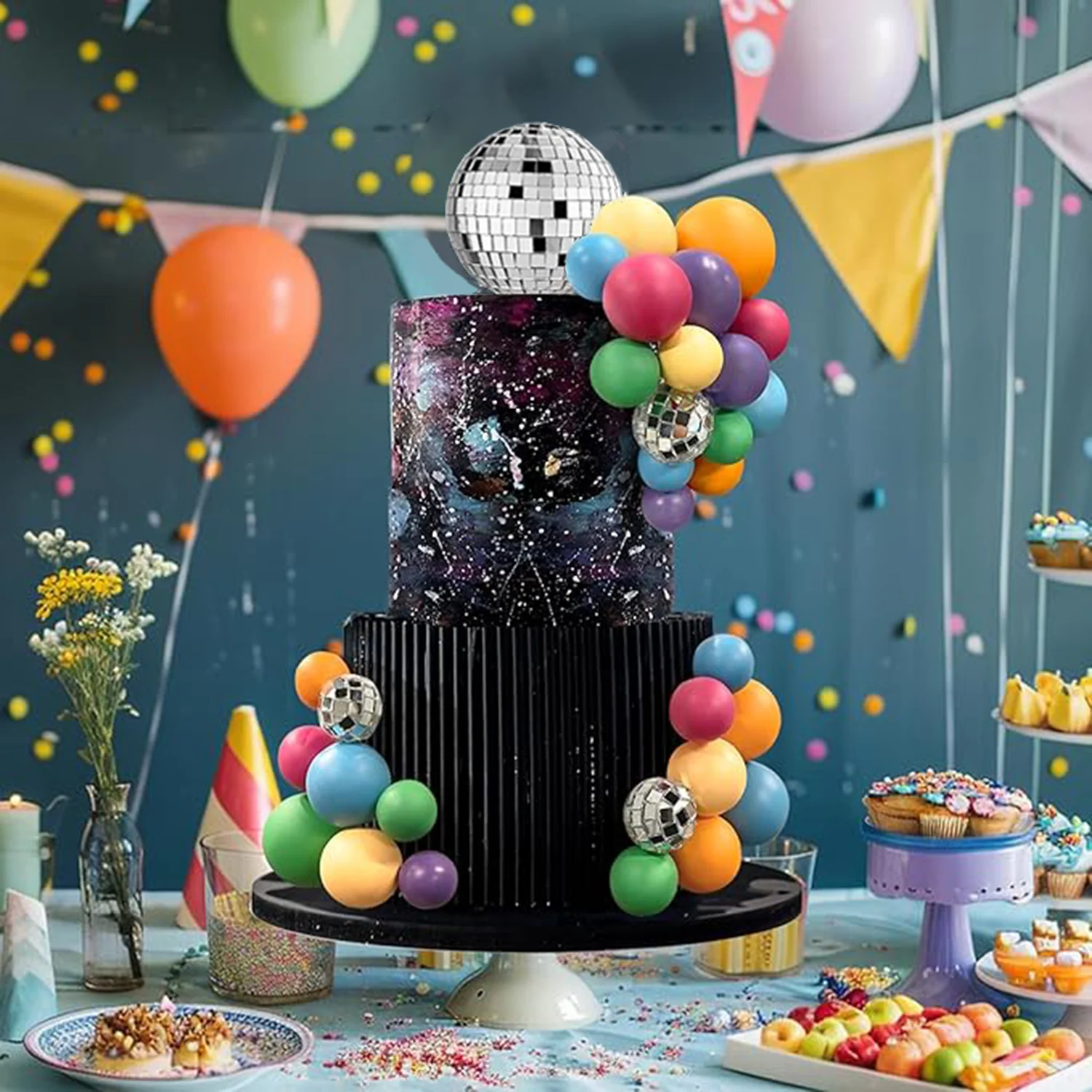 32 Stück Disco bunte Ball Kuchen Topper Dekoration für Hochzeit Geburtstag Baby party 70er Jahre 80er Jahre Party Kuchen Dekoration Lieferungen – Detail 5