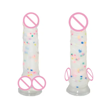 Rainbow particle jelly dildo strap on dildos with suction cup for women dick realistic sex toys for females lesbian masturbation 3